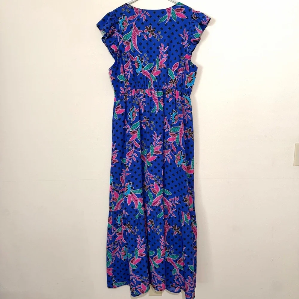 ❌SOLD❌Baltic Born Indigo Print Biscayne Blue & Pink Maxi Dress SIZE XL - Picture 8 of 8